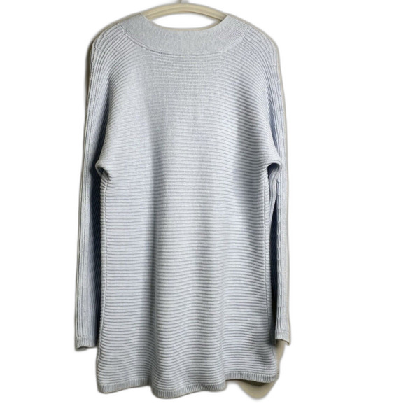 Talbots Sweater Womens Sz Med Cotton Blend Light Blue V-Neck Pullover Tunic - Picture 2 of 13